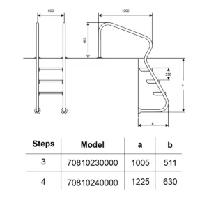 Drabinka do basenu Hayward EAF3 Easy access (3 stopnie) rysunek
